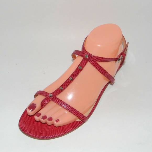 LONGCHAMP Reptile Sandals Studded T-Strap - Picture 5 of 5